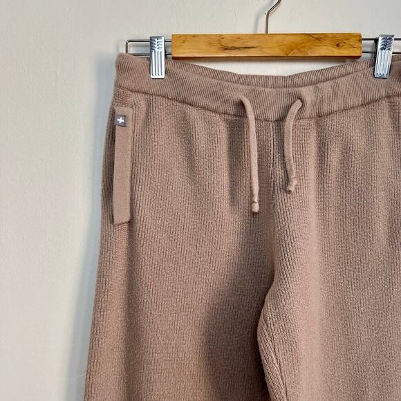 FIGS Wide Leg Ribbed Knit Cozy Lounge Pants Joggers in Neutral Tan Latte S - Picture 3 of 9